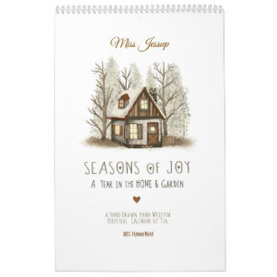 Calendario Ilustraciones pintadas a mano y poemas mensuales a