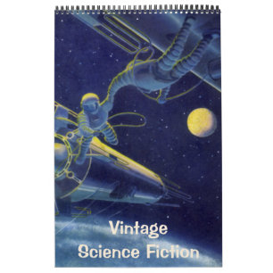 Calendario Ilustraciones vintage de ciencia ficción, retro Sc