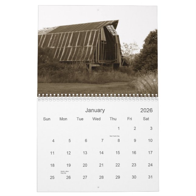 Calendario Imágenes de graneros abandonados en el Missouri (Jan 2026)