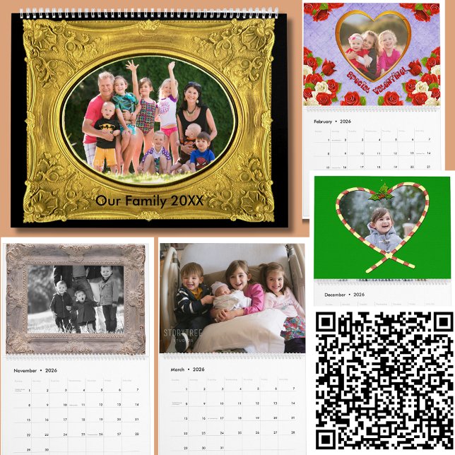 Calendario Imágenes personalizadas de marco fotográfico de fa (Seasonal Family Photo Frame Images Personalized Calendar)