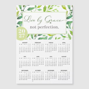 Calendario imán verde de hojas de gracia viva 2027