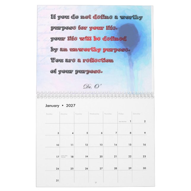 Calendario impreso del Personalizado de 3SqMeals (Jan 2027)