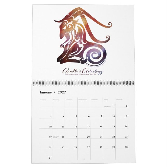 Calendario impreso del Personalizado de astrología (Jan 2027)