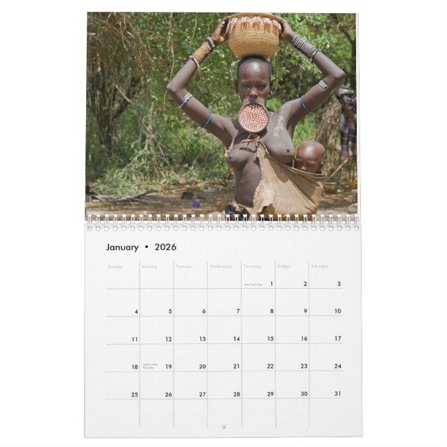 Calendario impreso personalizado africano de las (Jan 2026)