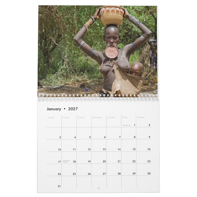 Calendario impreso personalizado africano de las (Jan 2027)