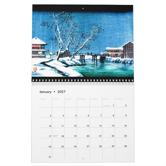 Calendario impreso personalizado de Ukiyo-e 2015 (Jan 2027)