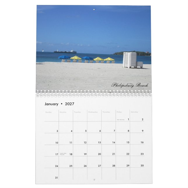 Calendario impreso personalizado del St. Maarten (Jan 2027)