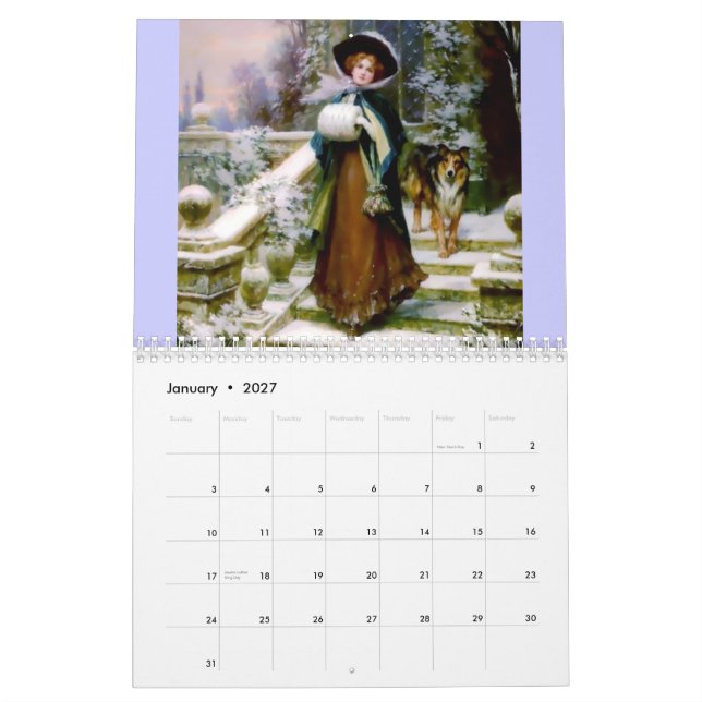 Calendario impreso personalizado medieval del (Jan 2027)