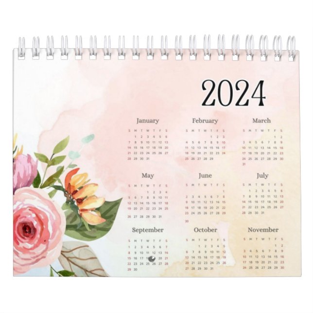 Calendario Impresora 2024 hermosa calander 12 meses (Tapa)