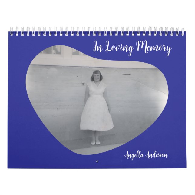Calendario In Loving Memory Rounded Heart Shape Photo (Tapa)