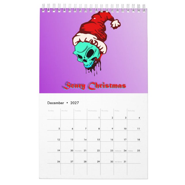 Calendario Increíble apocalipsis zombie asombroso cráneo (Dec 2027)