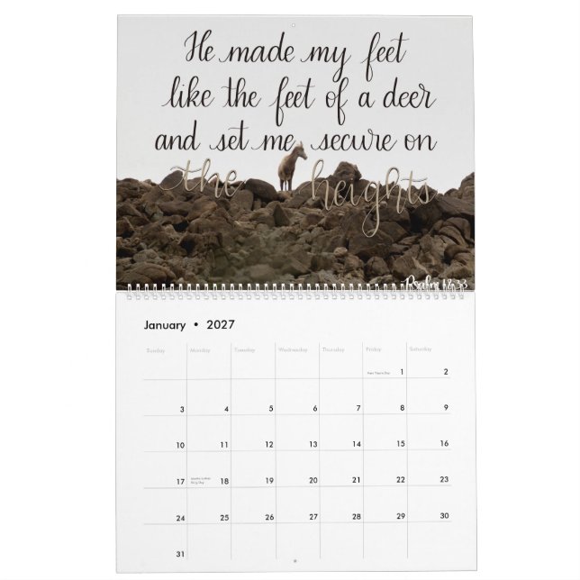 Calendario indicado con letras de la mano del (Jan 2027)