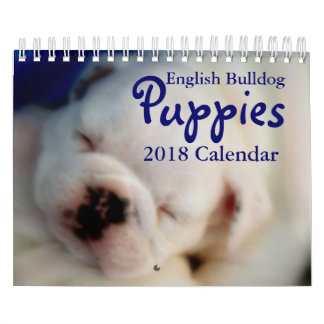 Calendario inglés de los perritos 2018 del bulldog