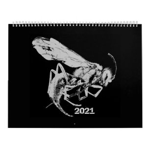 Calendario Insectos de estilo minimalista blanco y negro - Bu