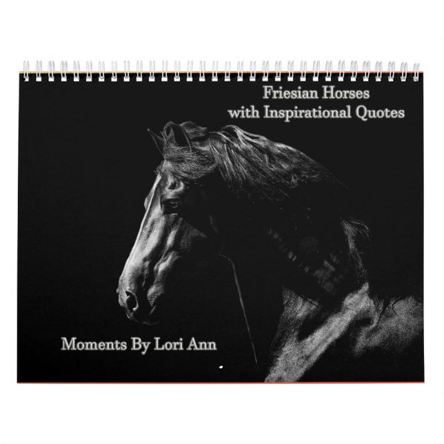 Calendario Inspirador de caballos de Frisia (Tapa)