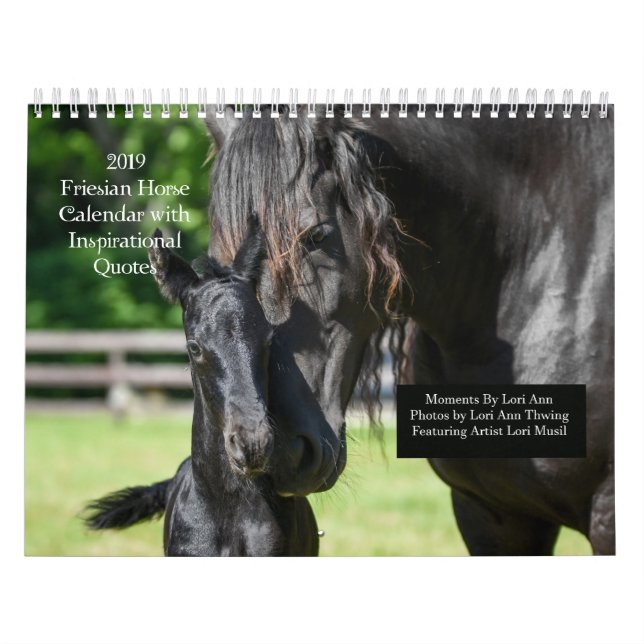 Calendario inspirador frisón de caballos (Tapa)