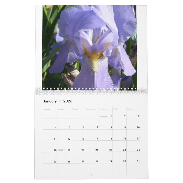 Calendario Iris en el jardín (Jan 2026)