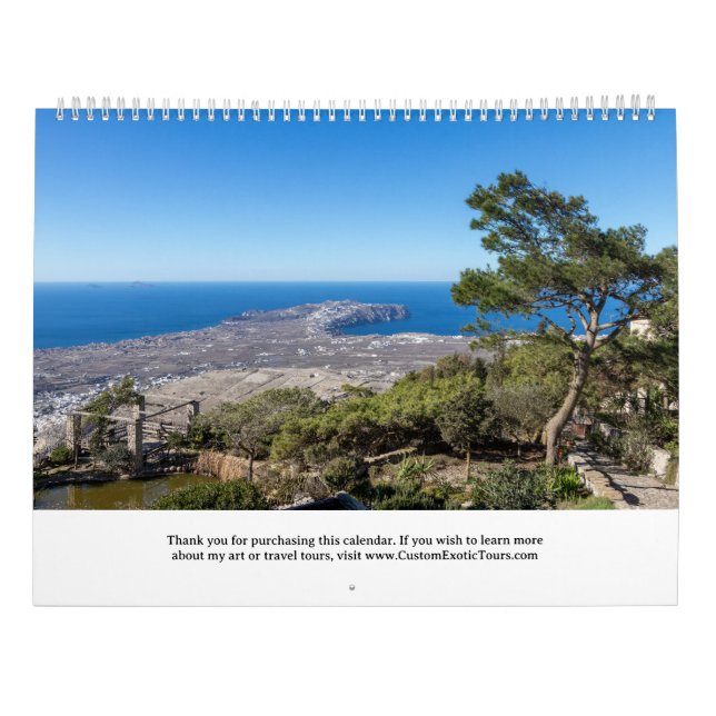 Calendario Isla Santorini, Grecia Foto (Reverso)