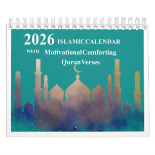 Calendario islámico de Hijri 2026 con versos corán