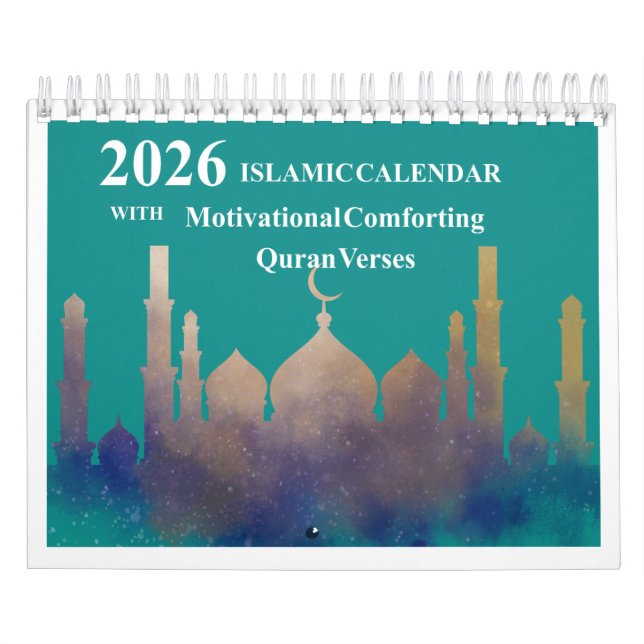 Calendario islámico de Hijri 2026 con versos corán (Tapa)
