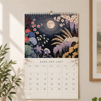 Calendario Japanese Seasonal Flowers Woodblock Calendar
