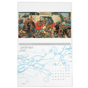 Calendario japonés de impresión de madera Ukiyo-