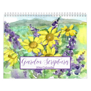 Calendario Jardín de la Biblia Escrituras Acuarela Flor Fruta