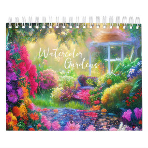 Calendario jardines de acuarela