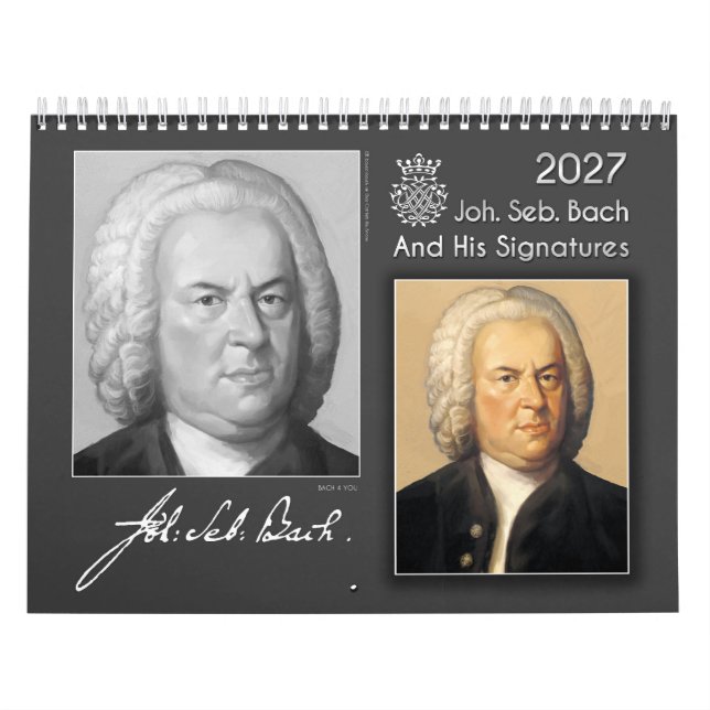 Calendario Johann Sebastian Bach con sus firmas 2027, (Tapa)