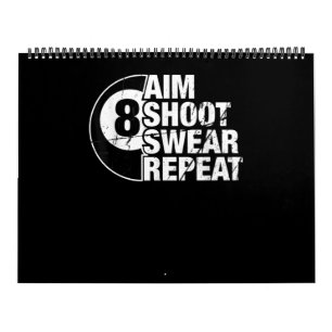 Calendario juego de billar de billar de bolas de tiro de apun