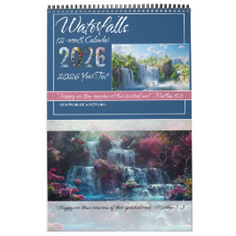 Calendario JW 2026 Calendar -Calming Waterfalls -Matthew 5:3