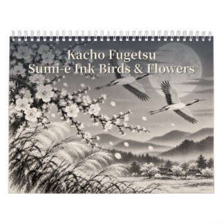 Calendario Kacho Fugetsu Sumi-e Ink Birds & Flowers 