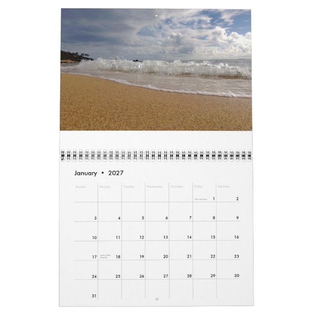 Calendario Kauai Hawaii (Jan 2027)