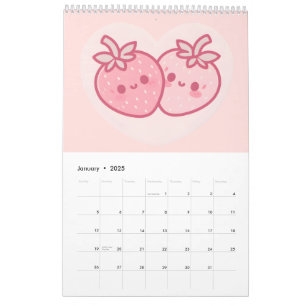 Calendario Kawaii Pink Valentines Strawberries
