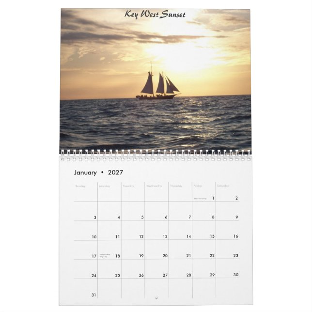 Calendario Key West y dominante largo (Jan 2027)