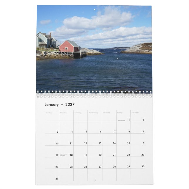 Calendario La ensenada de Peggy, Nueva Escocia (Jan 2027)