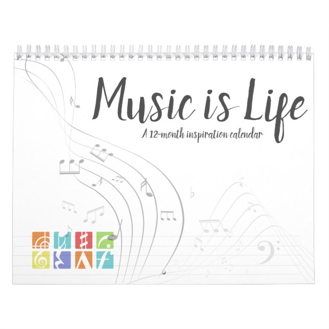 Calendario La música es la vida - Símbolos musicales (Tapa)