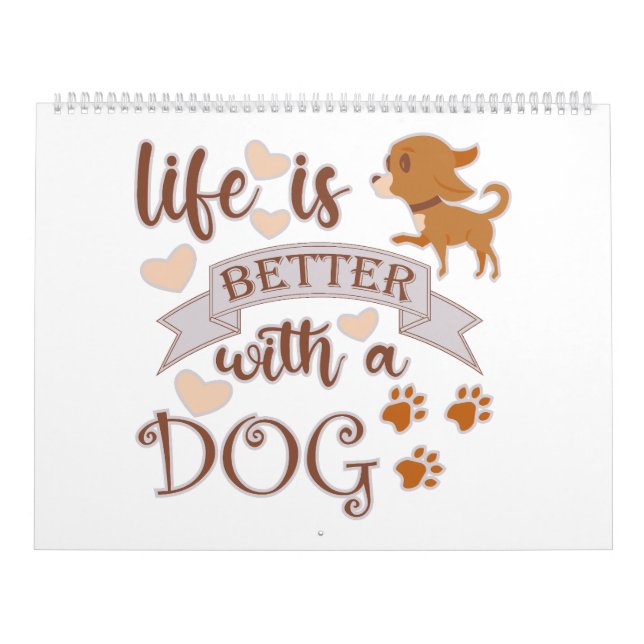 Calendario La vida es mejor con una frase de perro chihuahua  (Tapa)