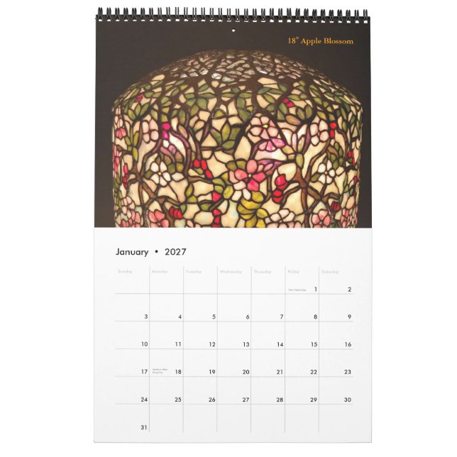 CALENDARIO LÁMPARAS DE TIFFANY (Jan 2027)