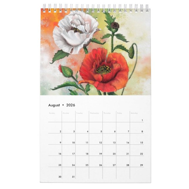 Calendario Las 12 mejores flores pintando arte mezclado (Aug 2026)