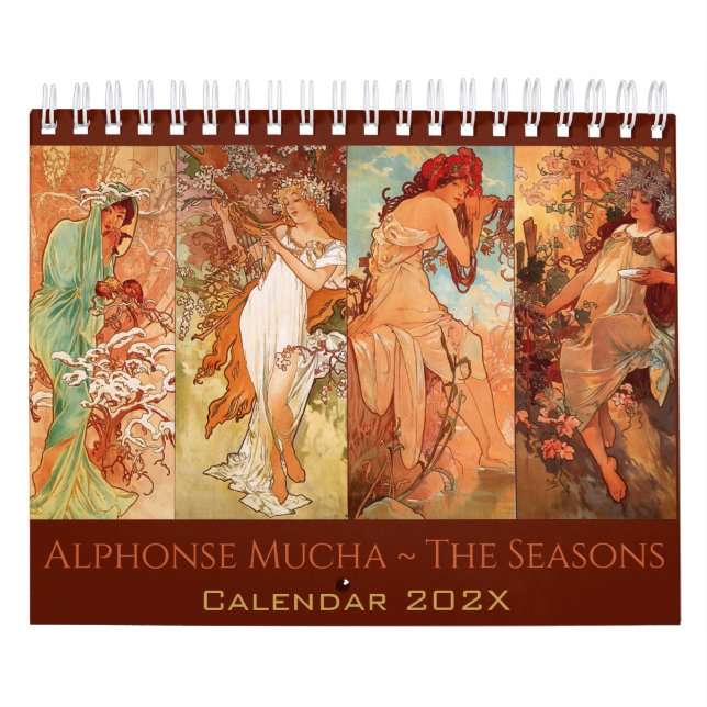 Calendario Las Estaciones Art Nouveau de Alphonse Mucha Vinta (Tapa)