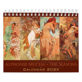 Calendario Las Estaciones Art Nouveau de Alphonse Mucha Vinta
