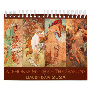 Calendario Las Estaciones Art Nouveau de Alphonse Mucha Vinta