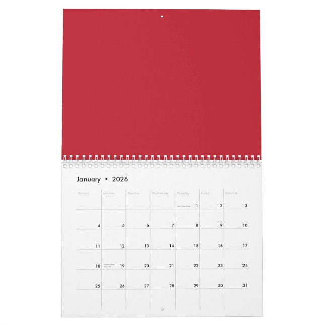 Calendario Las prendas rojas, rosas y naranjas cuelgan juntas (Jan 2026)