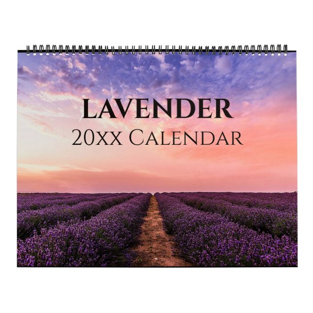 Calendario Lavanda editable y encantadora (Tapa)