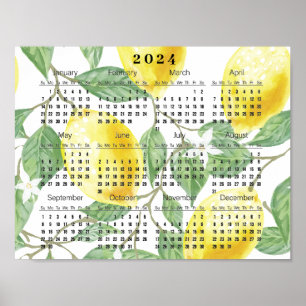 Calendario Lemones y Hojas 2024 Póster