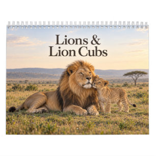 Calendario Leones y cachorros de león Vida silvestre africana