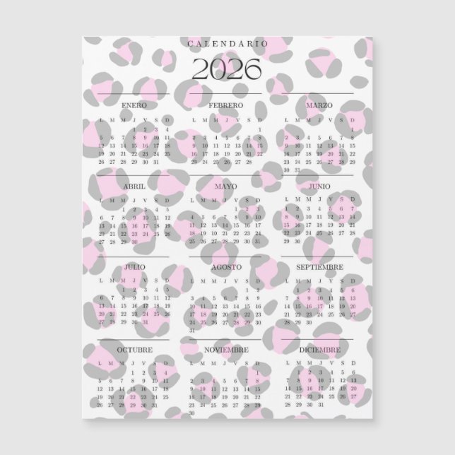 Calendario leopardo  (Anverso)