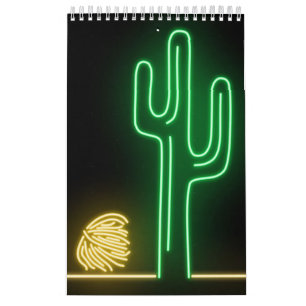 Calendario Letrero de neón de paisaje desértico