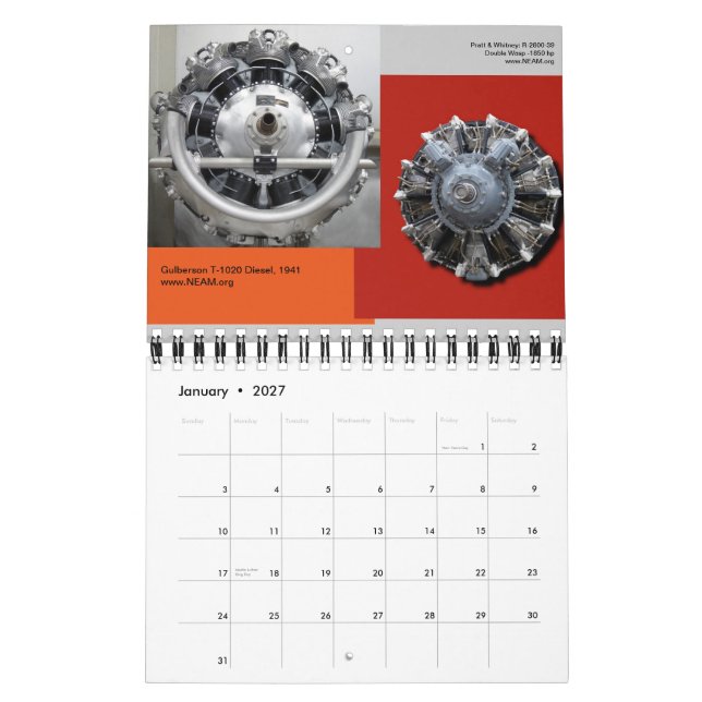 Calendario Libreta de citas para motores radiales de aeronave (Jan 2027)